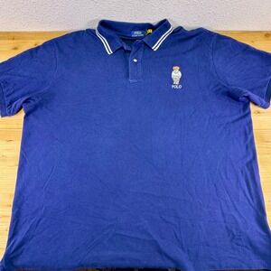 Polo Ralph Lauren Big Bear Navy Blue‎ Polo Shirt 3XB Classic Fit Cotton Knit Top